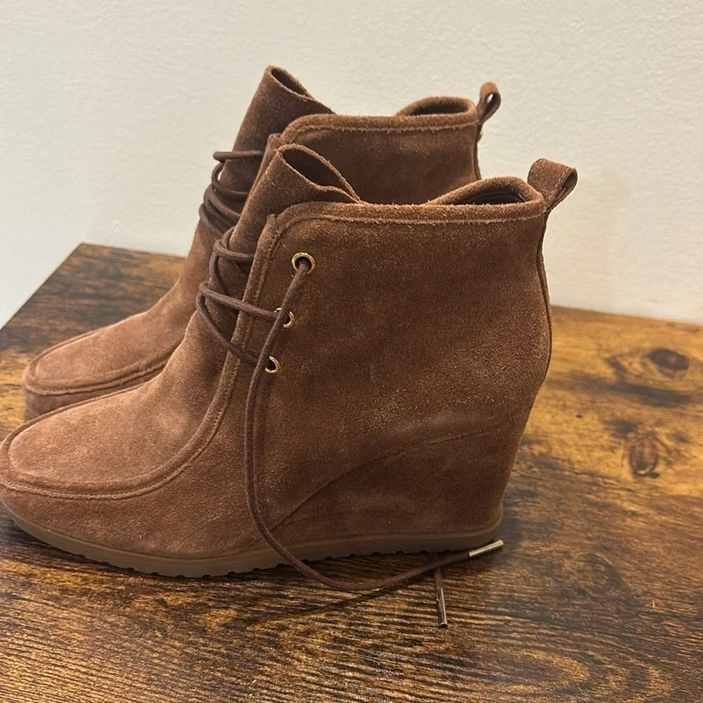 Michael Kors Brown Suede Wedge Ankle Boots 7.5